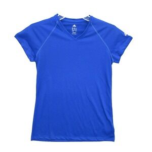 Adidas‎ Mens Shirt Extra Small Climalite Blue Pullover V-Neck Short Sleeve New